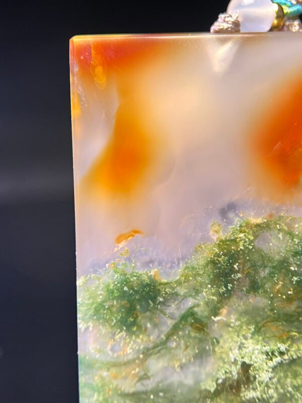 Golden Radiance & Emerald Mist Agate Peace Pendant