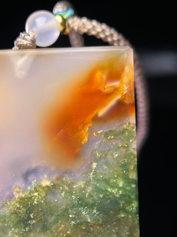Golden Radiance & Emerald Mist Agate Peace Pendant