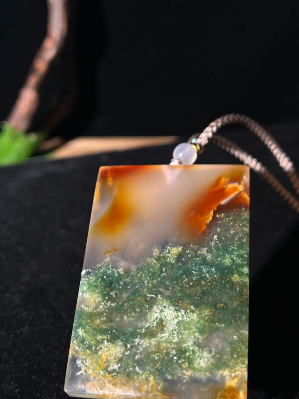 Golden Radiance & Emerald Mist Agate Peace Pendant