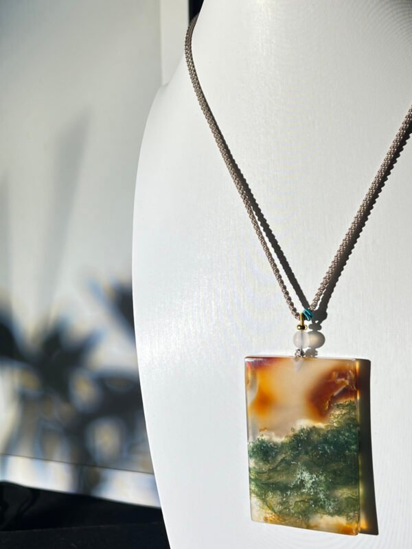 Golden Radiance & Emerald Mist Agate Peace Pendant
