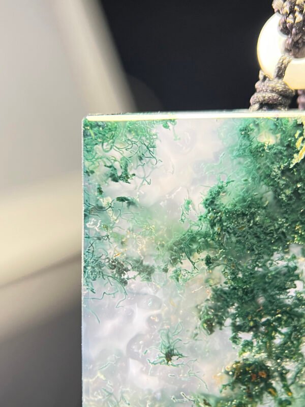 Moss Agate Peace Pendant: Verdant Landscape