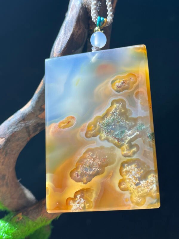 Aurora Vein Agate Serene Peace Pendant