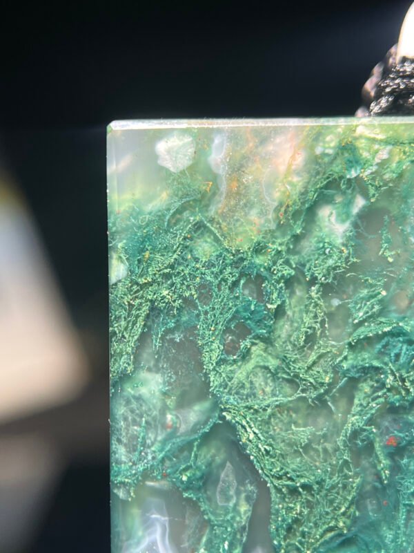 Emerald Shadow Forest Agate Peace Pendant