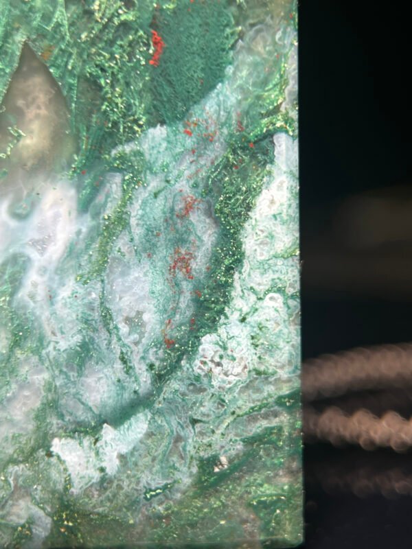 Emerald Shadow Forest Agate Peace Pendant