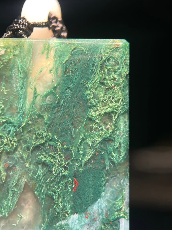 Emerald Shadow Forest Agate Peace Pendant