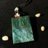 Emerald Shadow Forest Agate Peace Pendant