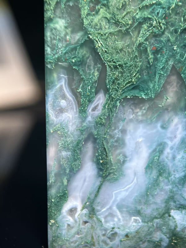 Emerald Shadow Forest Agate Peace Pendant