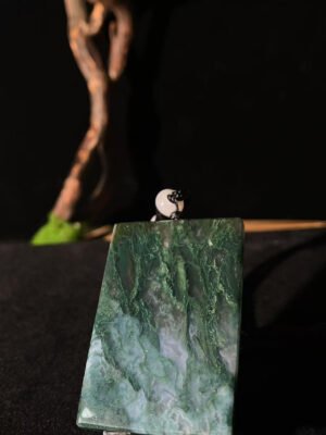 Emerald Shadow Forest Agate Peace Pendant