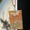 Golden Thread & Emerald Shadow Agate Peace Pendant