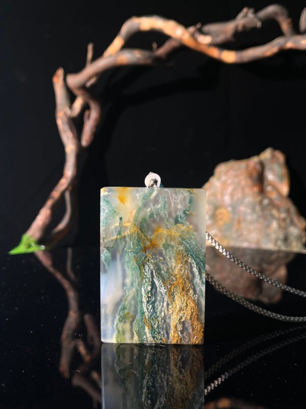 Agate Peace Pendant: Fantasy Landscape