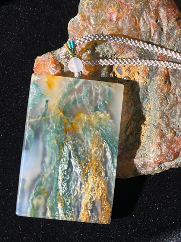 Agate Peace Pendant: Fantasy Landscape