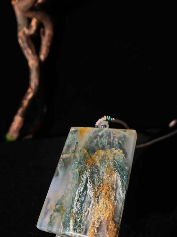 Agate Peace Pendant: Fantasy Landscape