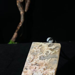 Golden Filigree Cloud - like Agate Peace Pendant