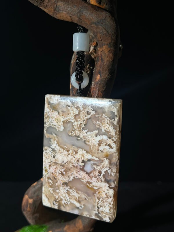 Golden Filigree Cloud - like Agate Peace Pendant