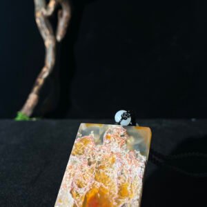 Flame Shadow & Golden Vein Agate Peace Pendant