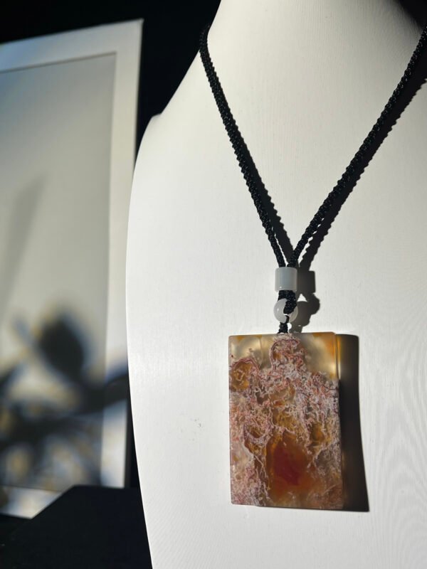 Flame Shadow & Golden Vein Agate Peace Pendant