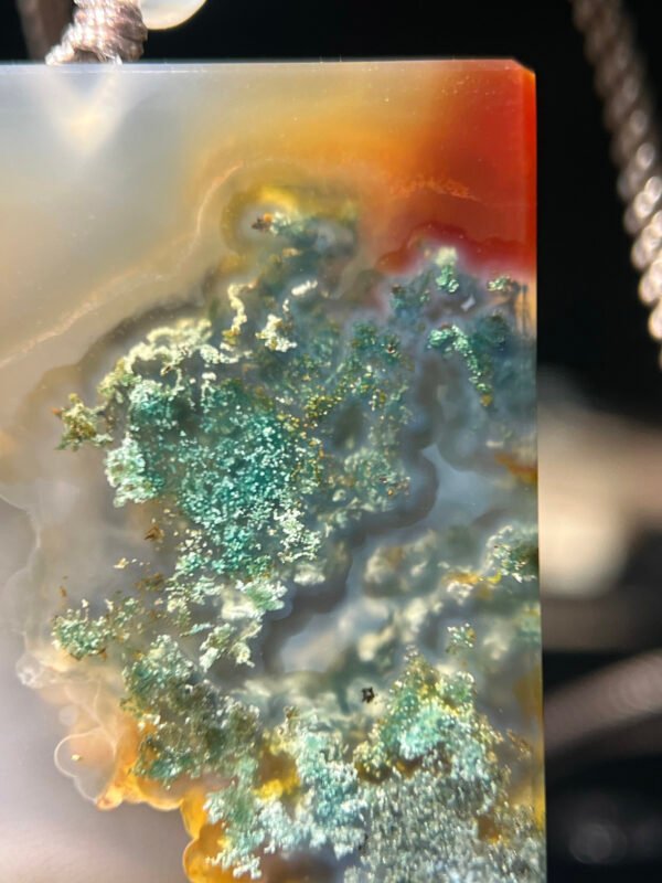 Emerald Shadow & Golden Glow Agate Peace Pendant