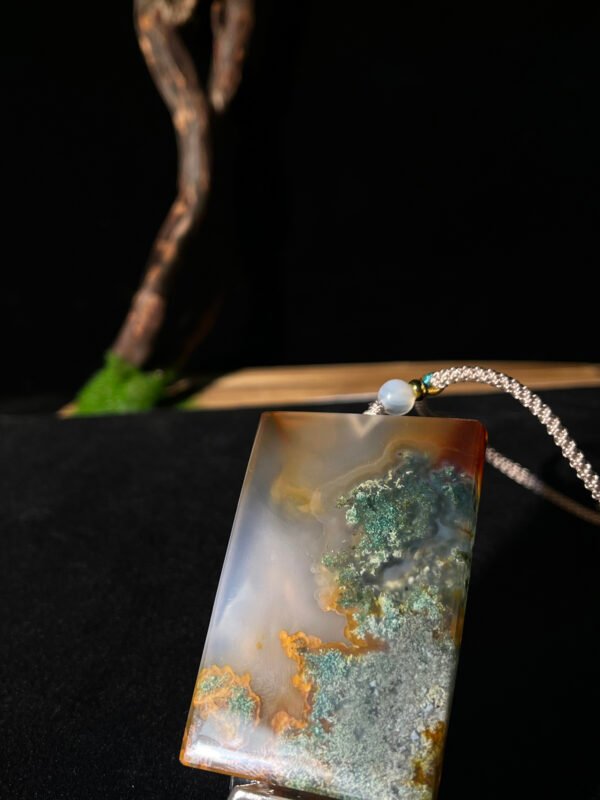 Emerald Shadow & Golden Glow Agate Peace Pendant