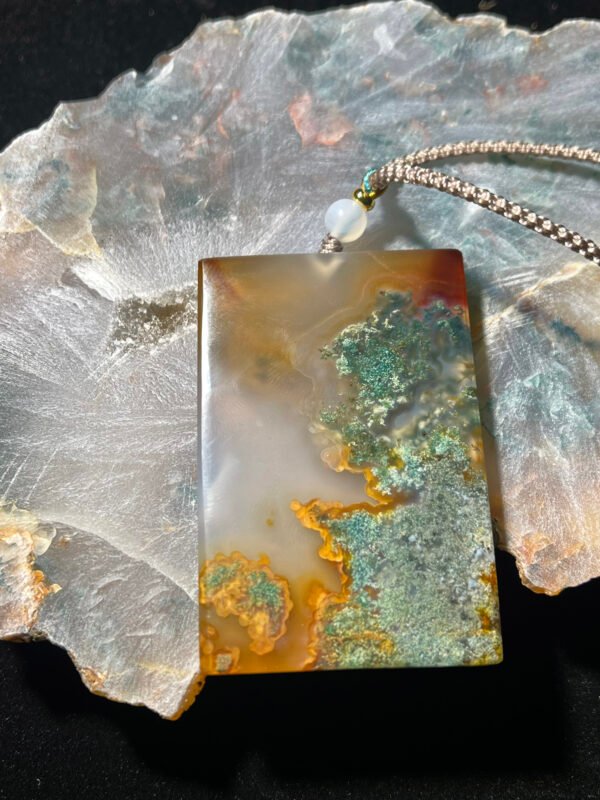 Emerald Shadow & Golden Glow Agate Peace Pendant