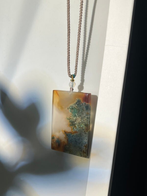 Emerald Shadow & Golden Glow Agate Peace Pendant