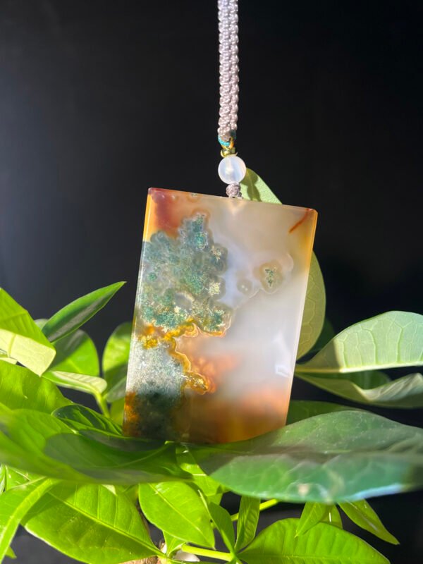 Emerald Shadow & Golden Glow Agate Peace Pendant